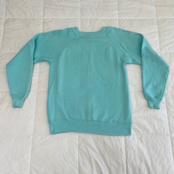 Vintage Hanes Her Way Teal Seafoam Crewneck Sweatshirt Size S - Picture 2 of 7
